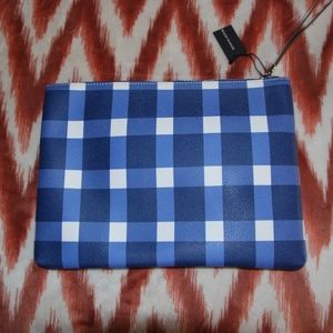 NWT Banana Republic Gingham Large zip Pouch Clutch